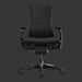 Straight-on view of a Herman Miller X Logitech Embody gaming chair in Black