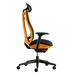 Side view of a Herman Miller Vantum Gaming Chair in Helio orange from the right.