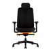 Front view of a Herman Miller Vantum Gaming Chair in Helio orange.