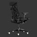 Angled view of the back of a Herman Miller X Logitech Embody gaming chair in Black