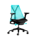 Front view of an ocean deep blue Sayl office chair from Herman Miller Gaming, designed by Yves Béhar.